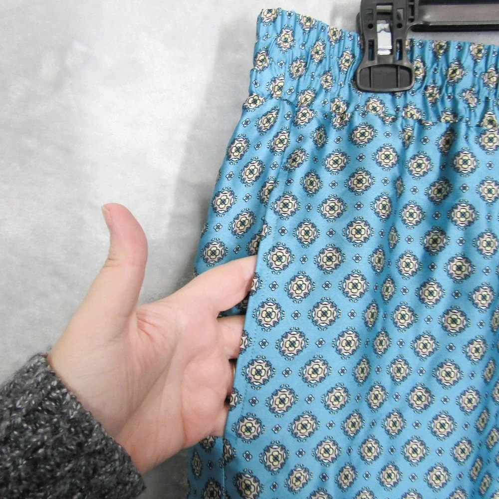 Max Studio Women's XL Set Pajamas Teal Blue Paisley Print Top Pants Lounge New